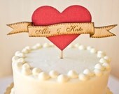 Wedding Cake Topper - Woodland Heart in Party Pink - Customized