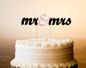 The Whimsical Wedding Cake Topper - Mr and Mrs - in Black and Light Pink - Large - Ready to ship