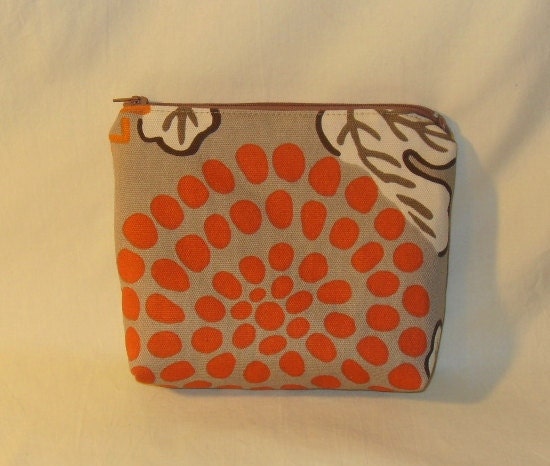 Funky Zipper Pouch in Neutral and Orange