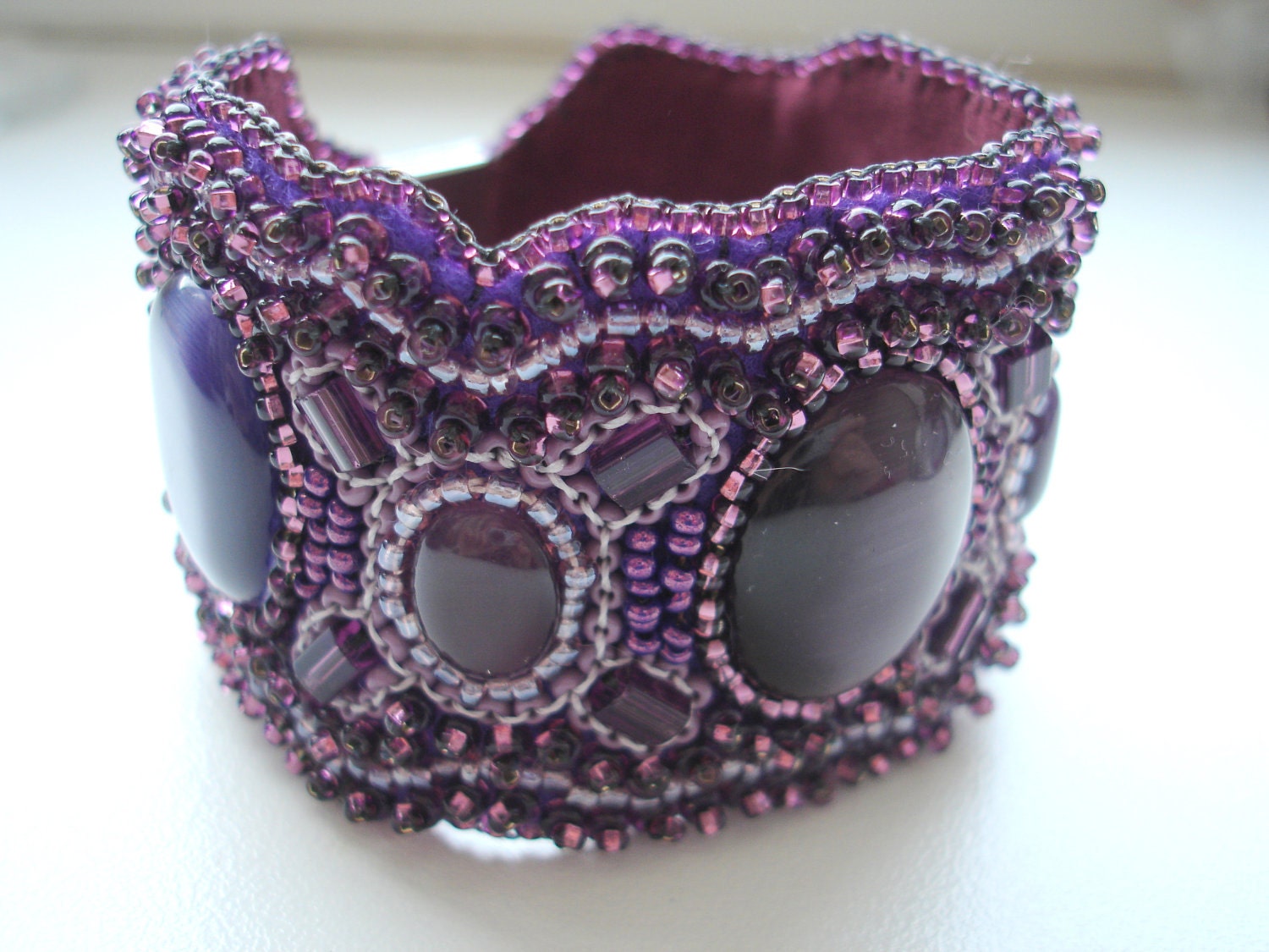 Purple Beaded Soft Bracelet