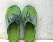 Felted slippers Green and Blue