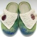 Green hand felted slippers with knitwear decoration READY to ship Size 6