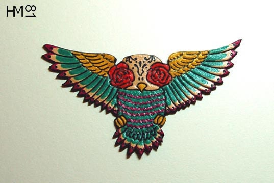 Day of the Dead Owl Leather Necklace