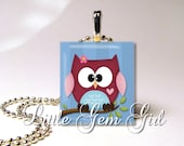 Owl Scrabble Pendant Jewelry - Cute Valentine Owl - Scrabble Wood Tile Necklace Pendant (ball chain sold separately)