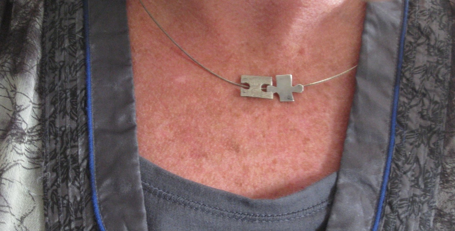 Puzzle Necklace , fine silver 925