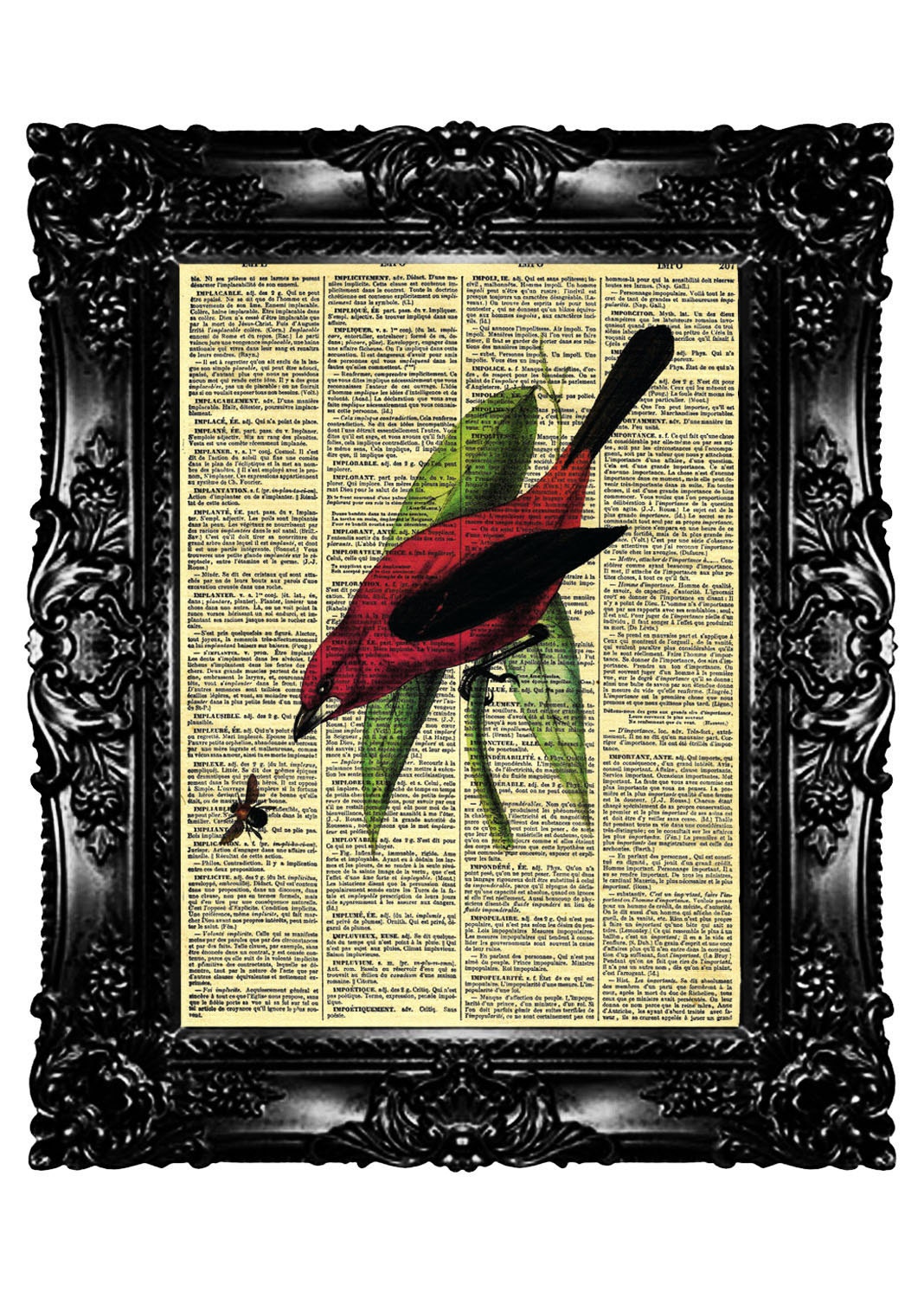 Upcycled Book Recycled Art Print Vintage Book Page Upcycled Dictionary Art Print Vintage Book Print BEE & FireColor BIRD Buy 3 get 4th free