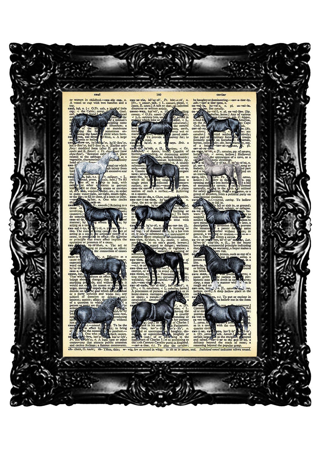 HORSES Collection Style Upcycled Book Original Artwork Vintage Book Page Upcycled Dictionary Page Vintage Book Print Buy 3 get 4th free