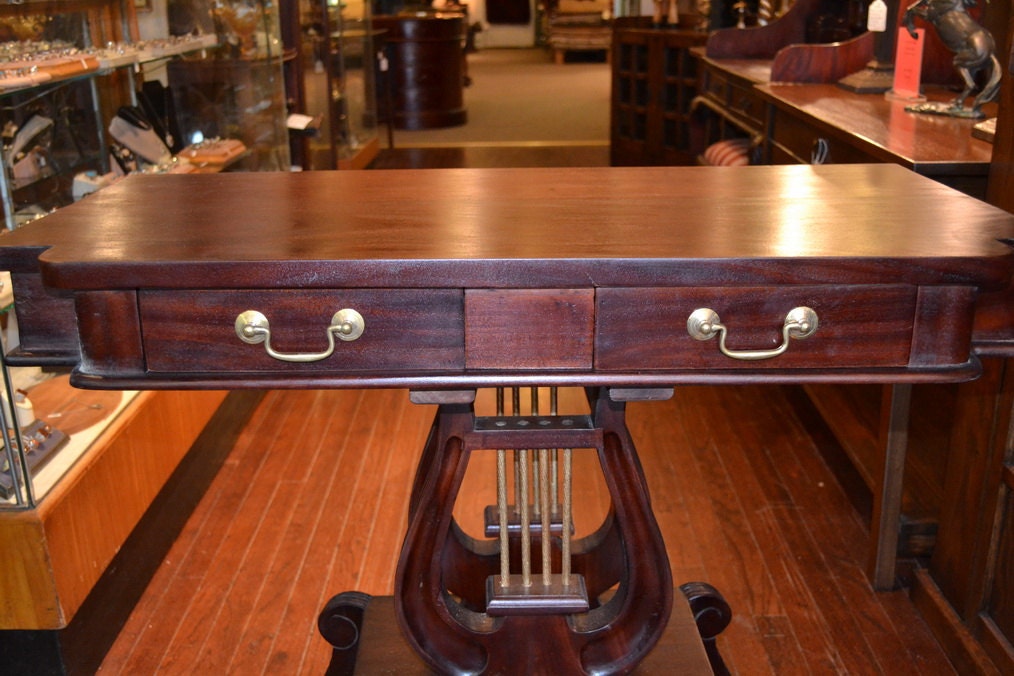 Mahogany Entry table/ Mahogany Lyre table