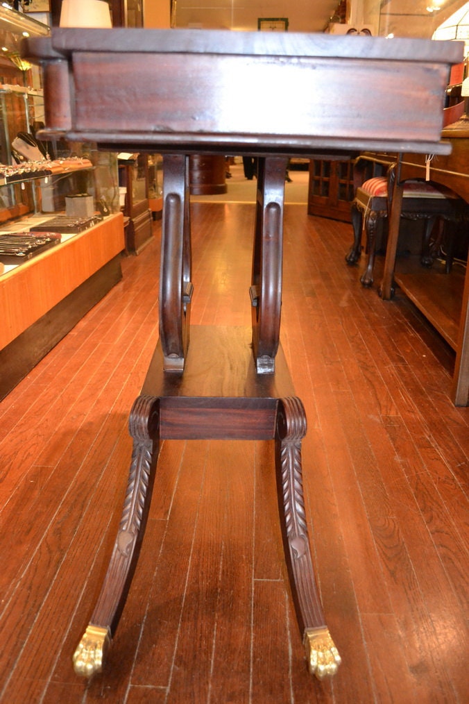 Mahogany Entry table/ Mahogany Lyre table