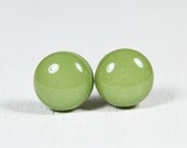 MOSS GREEN - Sage Stud Earring - Polymer Clay & Resin Jewelry- Tiny Small Circle Dot Posts Earrings 5mm or 7mm Jewelry