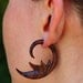 Wooden Fake Gauges - Sensuous Tribal Feather Curls - Eco-Friendly Earrings