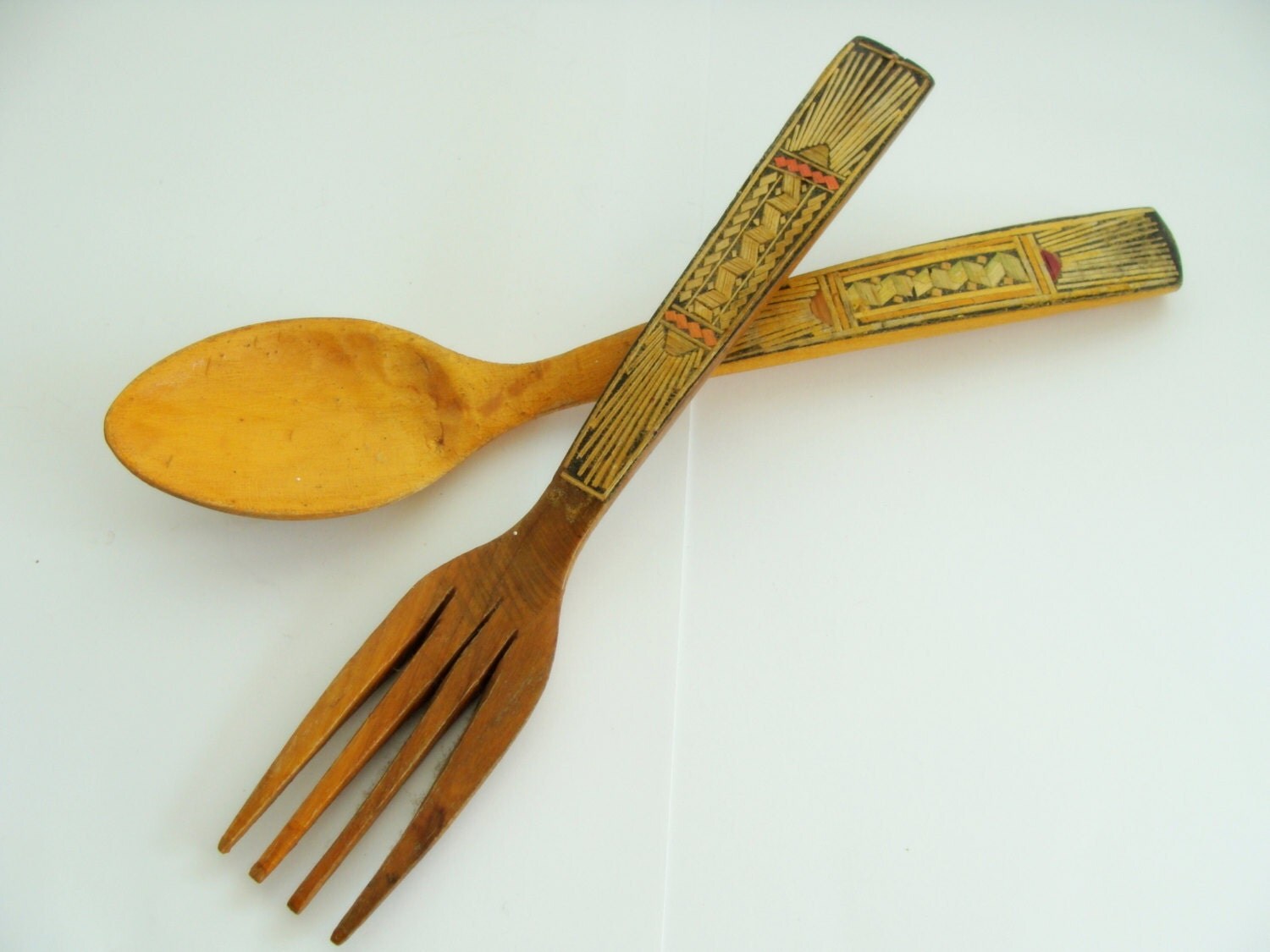 Vintage Wooden Spoon and Fork Set by RetropolisCentral on Etsy