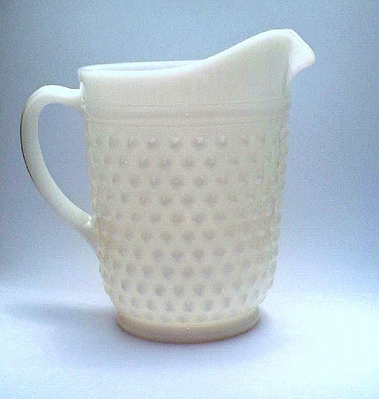 Vintage Hobnail White Milk Glass Pitcher 8 By 6 By Peacockfields 3209