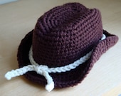Crochet Cowboy Hat - Photography Prop - HAT ONLY - Newborn, Baby Sizes