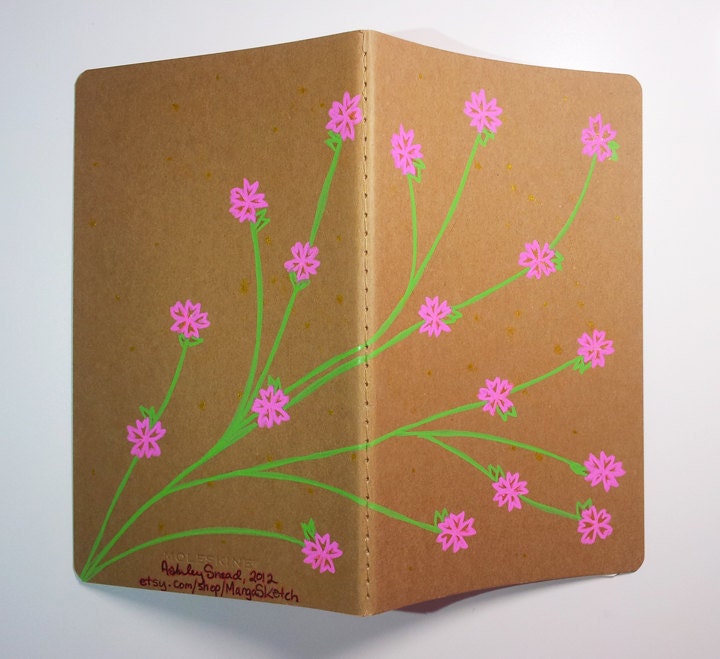 Cherry Blossom Sakura Moleskine Cahier Large Ruled Journal Original Art