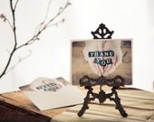 Thank You card romantic gift for her for him dude man spring conceptual gratitude personalized hand love care wood rustic sepia brown unisex