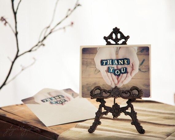 Thank You card romantic gift for her for him dude man spring conceptual gratitude personalized hand love care wood rustic sepia brown unisex