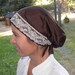 Chocolate Brown Dupioni Snood with Ivory Lace Trim