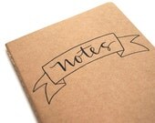 Simple Moleskine Notebook, Modern Calligraphy, Banner Illustration, Large Brown Kraft Cahier, School Supplies, Single