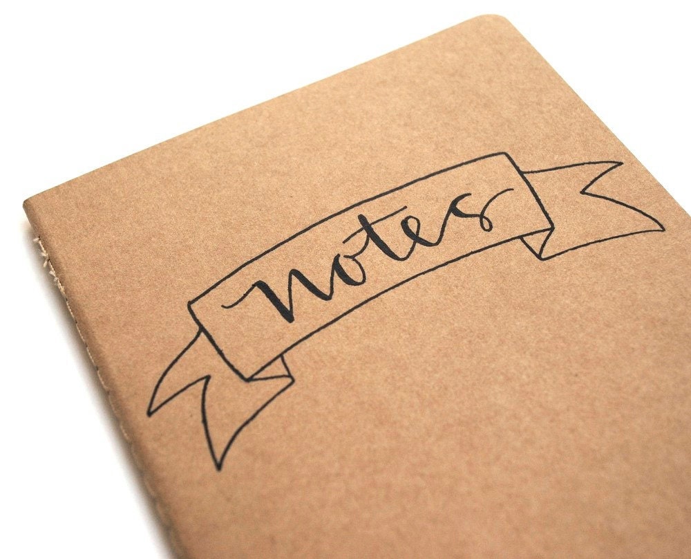 Simple Moleskine Notebook, Modern Calligraphy, Banner Illustration, Large Brown Kraft Cahier, School Supplies, Single