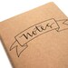 Simple Moleskine Notebook, Modern Calligraphy, Banner Illustration, Large Brown Kraft Cahier, School Supplies, Single