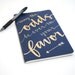 RESERVED Hunger Games Inspired Notebook . Large Navy Moleskine with Gold Ink Calligraphy . May the Odds Be Ever in Your Favor