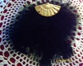 Black Feather and Fan Hair Clip