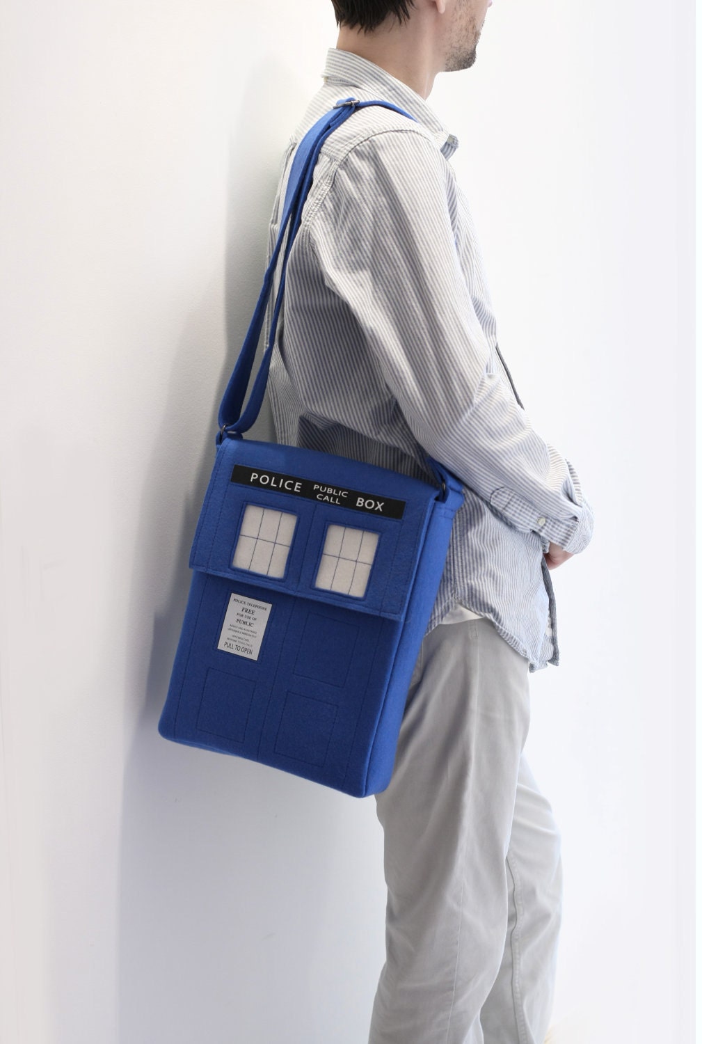 Blue Tardis Felt Bag