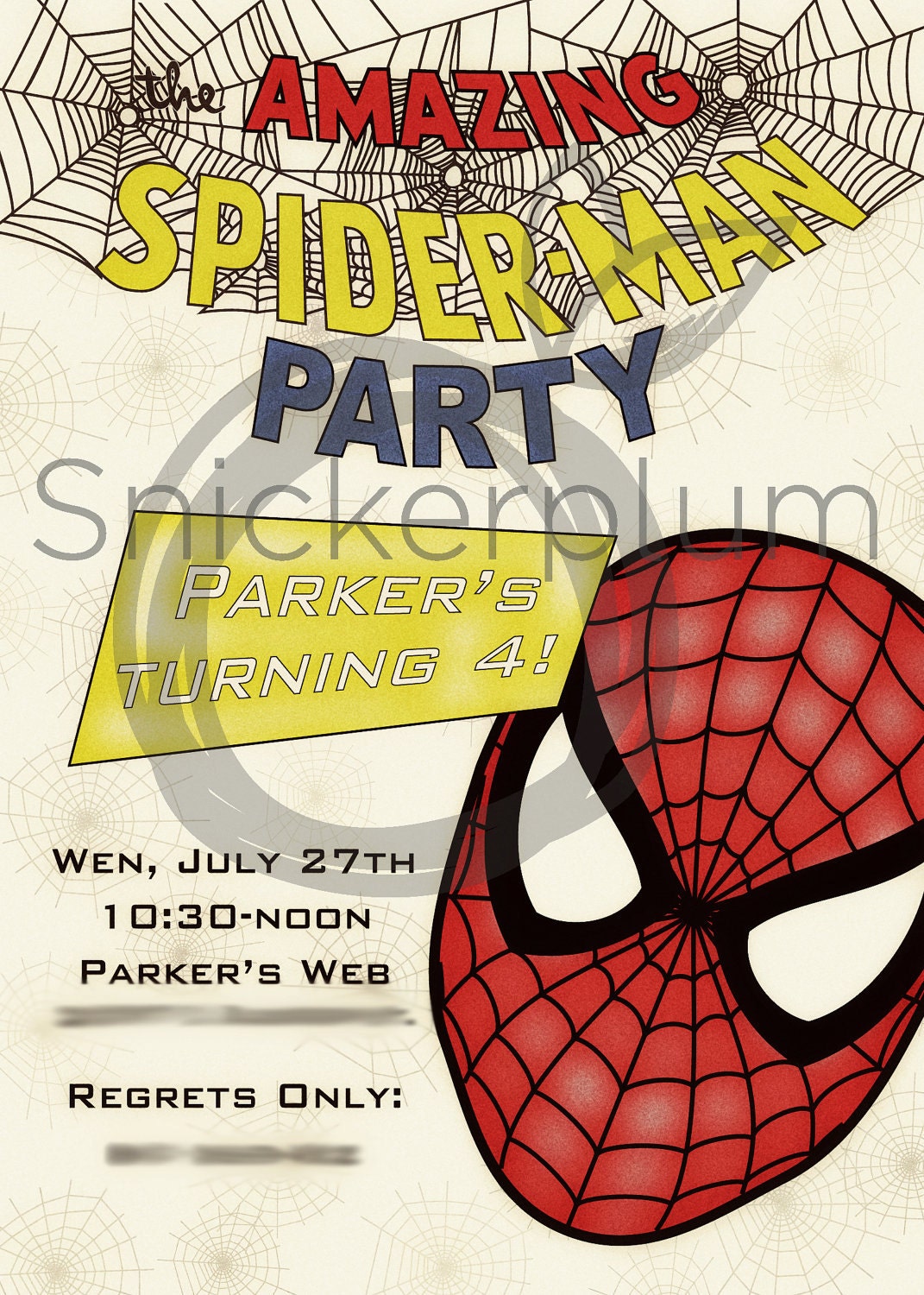 Birthday Party Spiderman Invite- Printable DIY