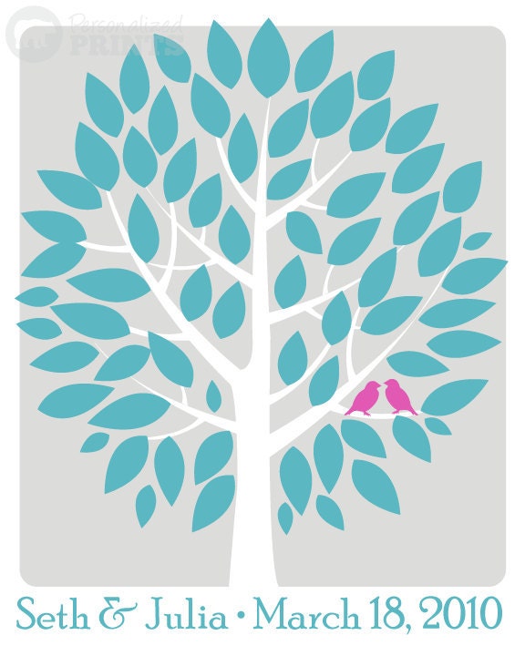 Personalized Wedding Tree Guest Registry Signature Keepsake Print - 16x20 - Guestbook Poster