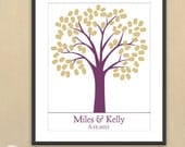 Finger Print Wedding Tree - Thumbprint Guest Book Alternative Print -  16x20 - 100 Signature Guestbook Keepsake Poster