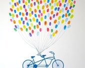 Thumb print Guest Book - Balloons on A Bicycle Built For Two - Wedding Guestbook Print - 20x30 - 200 Signature Guestbook Keepsake Poster - PERSONALIZEDprints Thumb print Guest Book - Balloons on A Bicycle Built For Two - Wedding Guestbook Print - 20x30 - 200 Signature Guestbook Keepsake Poster - PERSONALIZEDprints