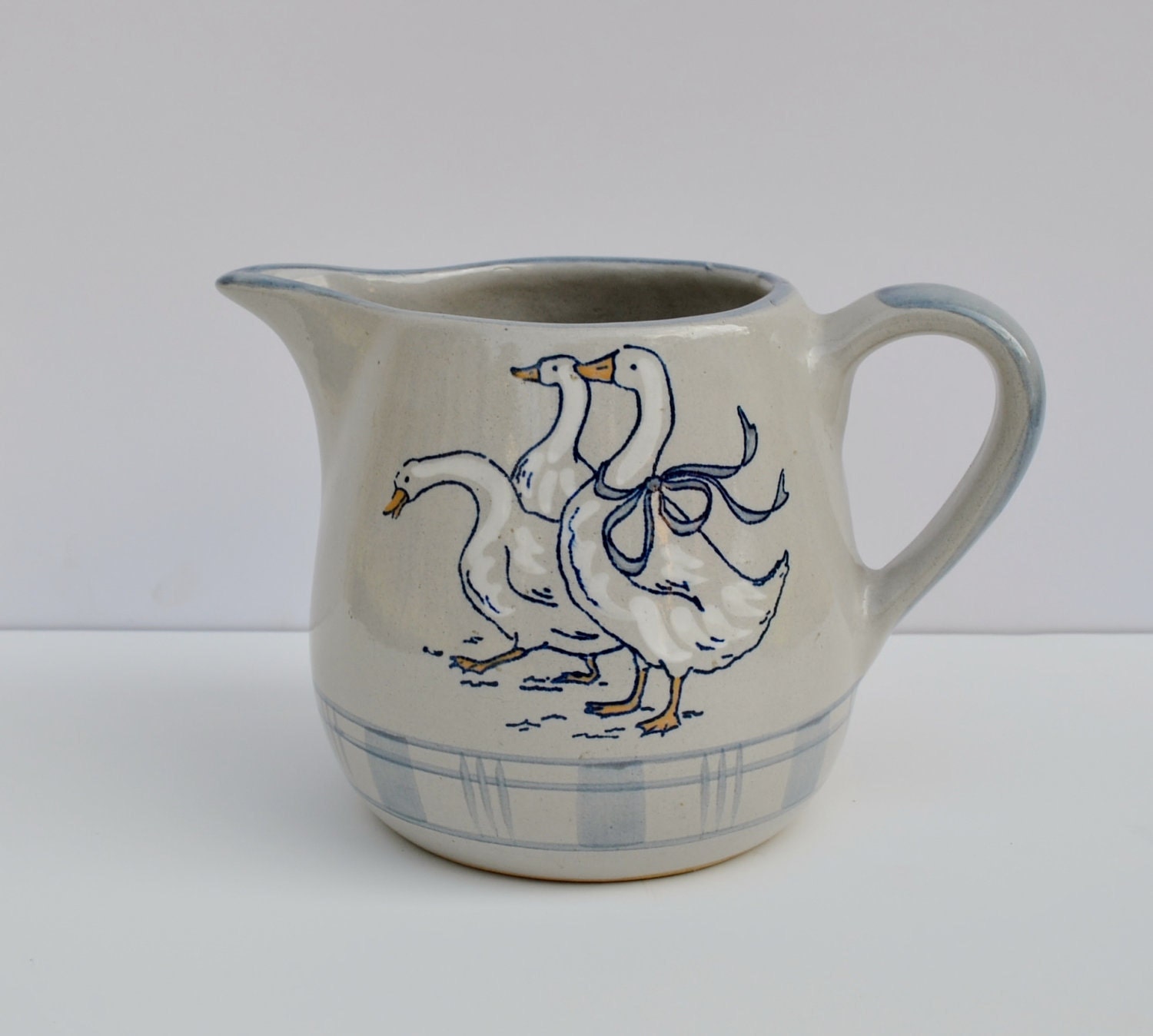ON SALE Vintage Serving Pitcher Pottery Pitcher Louisville Stoneware in the Gaggle of Geese Pattern