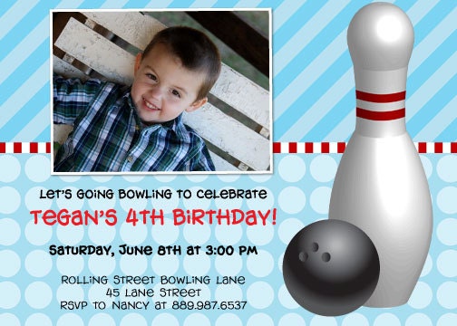 Custom Printable Bowling Photo Birthday Invitation Il_570xn