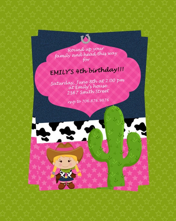Printable Cowgirl Birthday Party Invitation Il_570xn