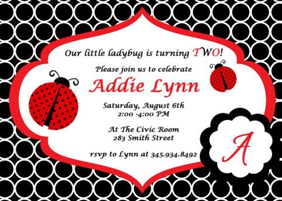 DIY Ladybug Birthday Invitation Il_570xn