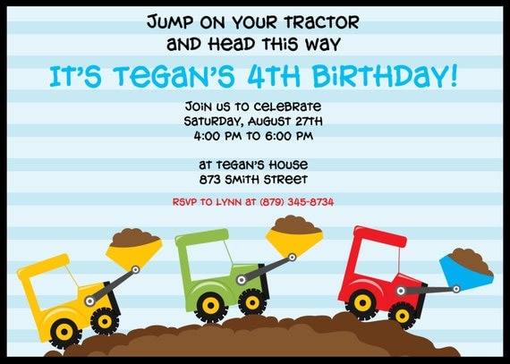 Printable Tractor Birthday Party Invitation Il_570xn