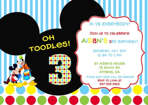 Colorful Mickey Mouse Clubhouse Party Invitation Il_570xn