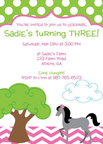 Pretty Horse Birthday Party Invitation Il_570xn