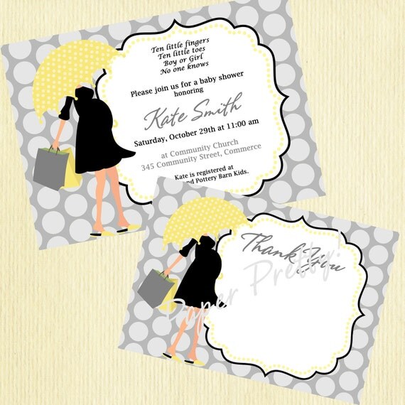 COMBO Special: Modern Mom Baby Shower Invitation and Thank You Card, Neutral Printable Shower invitation and thank you card Il_570xn