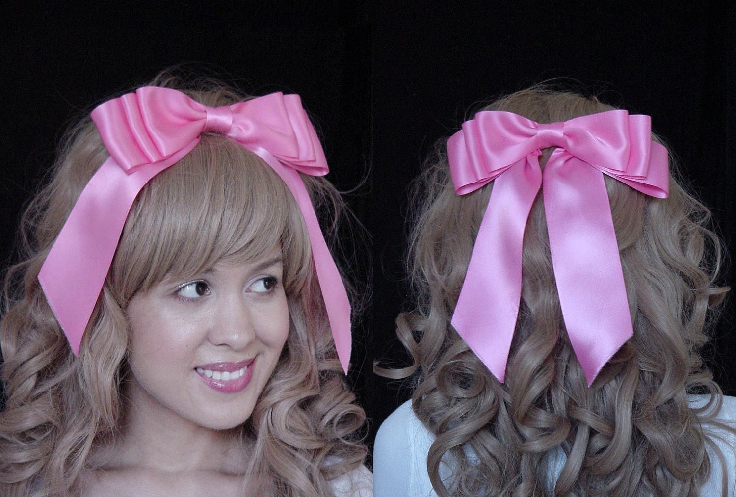 Lolita Big Bow Hot Pink Bow Hair Clip Big Oversized bow Large bow Huge Sweet Lolita bow Scene Rockabilly Shabby Chic Bow Women Teens Girls