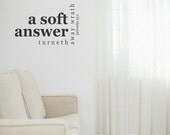 Bible Verse Vinyl Wall Decal - A Soft Answer - Many Color Choices