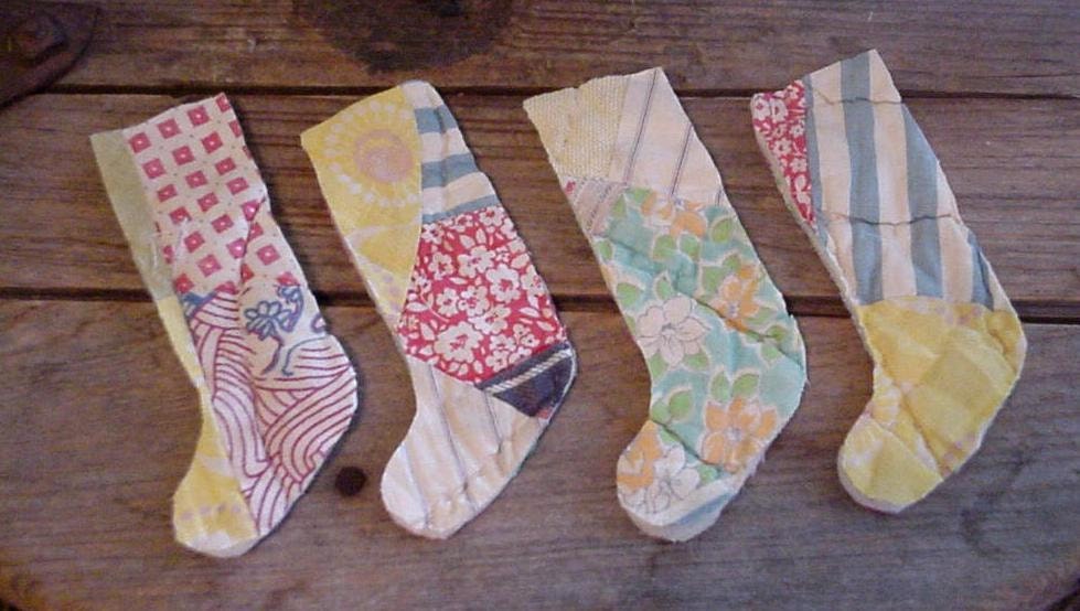 Feedsack Stocking Appliques Cutter Quilt Prim Shabby Skinny Christmas Stockings Embellishments