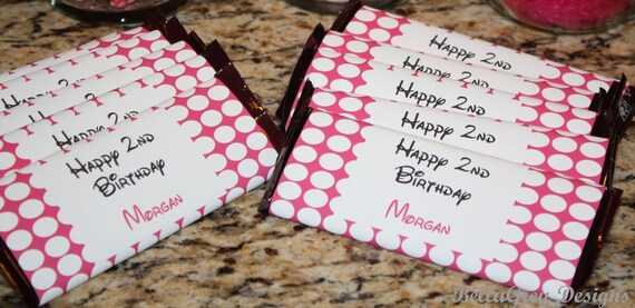 PRINTABLE Candy Bar Wrapper - Custom Hot Pink & Black Polka Dot Party - BellaGrey Designs Il_570xn