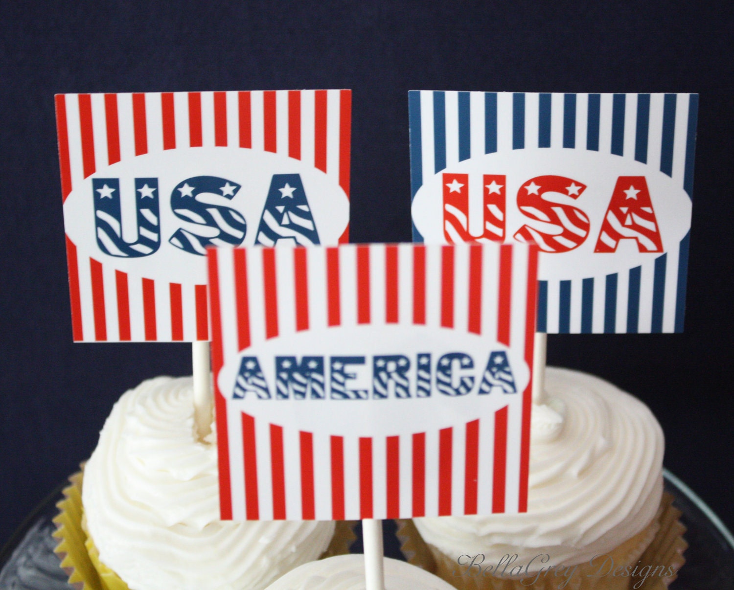 4th of July Memorial Independence Labor Day USA Party Decor Cupcake Toppers Il_570xn