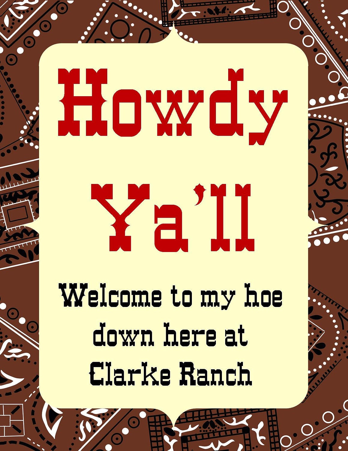 Custom Welcome Party Sign - Custom Hoe Down Party Collection - by BellaGrey Designs Il_570xn