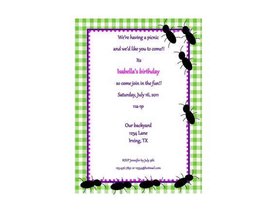 Picnic Birthday Party Invitations Il_570xn