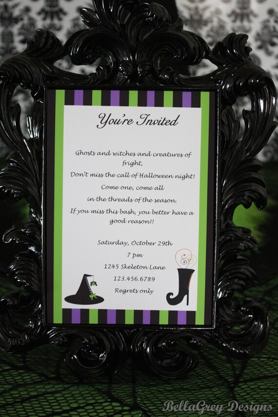 Girls Night Out Witch Boot Whimsical Halloween Birthday Party Invitation Il_570xn