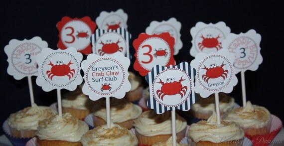CUSTOM Toppers - Crab Claw Surf Club Collection - BellaGrey Designs Il_570xn