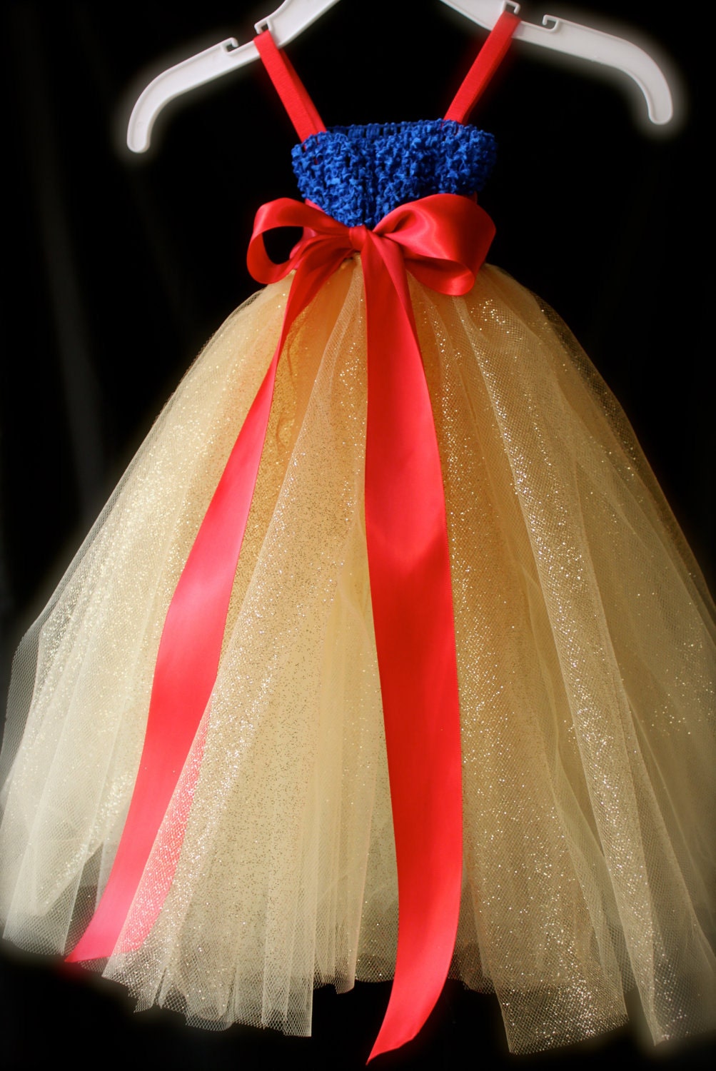 Snow White Inspired Princess Tutu Dress -- Empire Waist, Royal Blue, Yellow, and Red